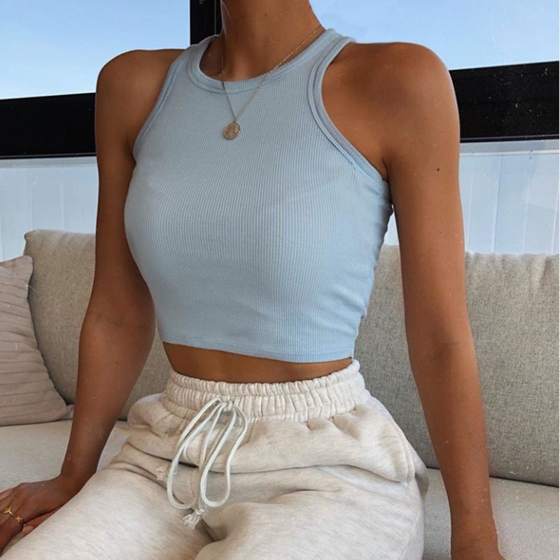 Spring And Summer Fashion Solid Color Sleeveless Vest T-Shirt Women's Clothing