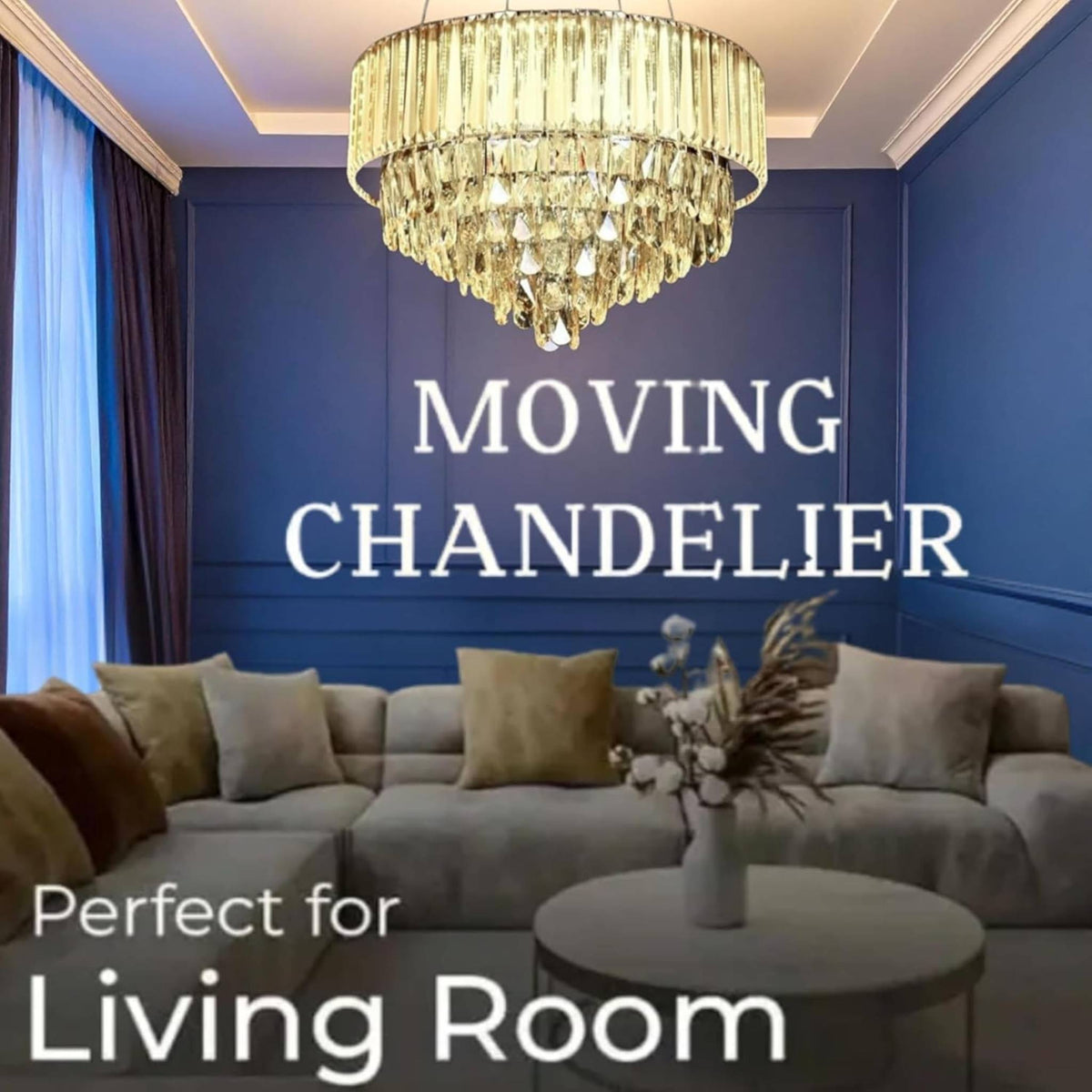 Luxury Gold Crystal Chandelier Ceiling Light | Crystal Lamp for Living Room, Dining Hall, Bedroom & Hotel Décor Size 600mm