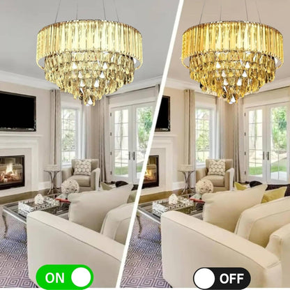 Luxury Gold Crystal Chandelier Ceiling Light | Crystal Lamp for Living Room, Dining Hall, Bedroom & Hotel Décor Size 600mm