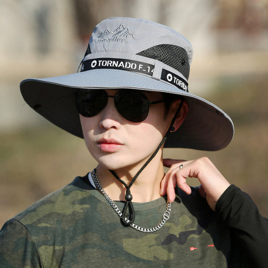 Mountaineering Fishing Sunscreen Travel Breathable Large Eave Visor Hat For Men