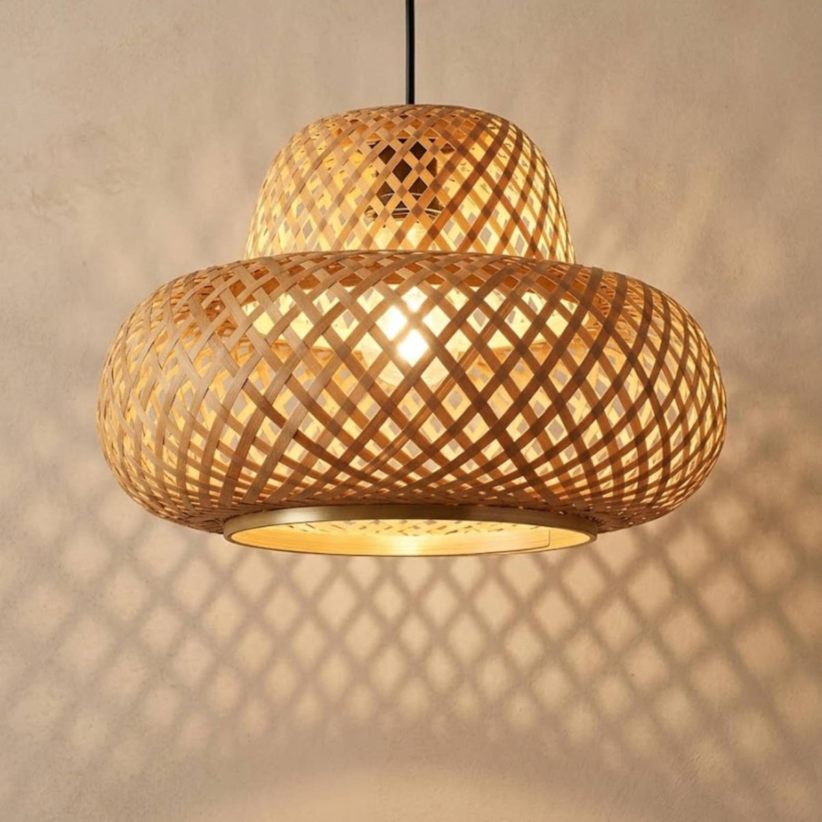 Bamboo Pendant Light – Natural Rattan Hanging Lamp, for Living Room, Bedroom, Dining Area & Balcony