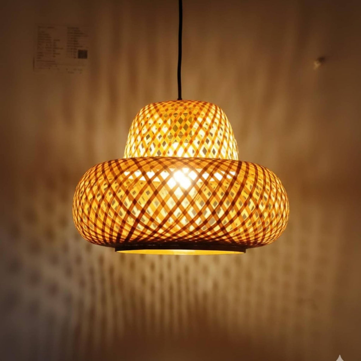 Bamboo Pendant Light – Natural Rattan Hanging Lamp, for Living Room, Bedroom, Dining Area & Balcony