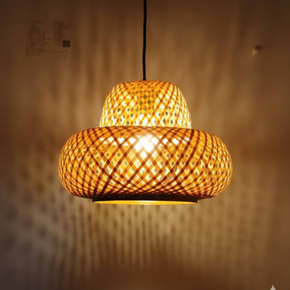 Bamboo Pendant Light – Natural Rattan Hanging Lamp, for Living Room, Bedroom, Dining Area & Balcony