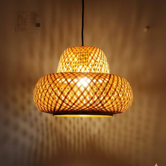 Bamboo Pendant Light – Natural Rattan Hanging Lamp, for Living Room, Bedroom, Dining Area & Balcony