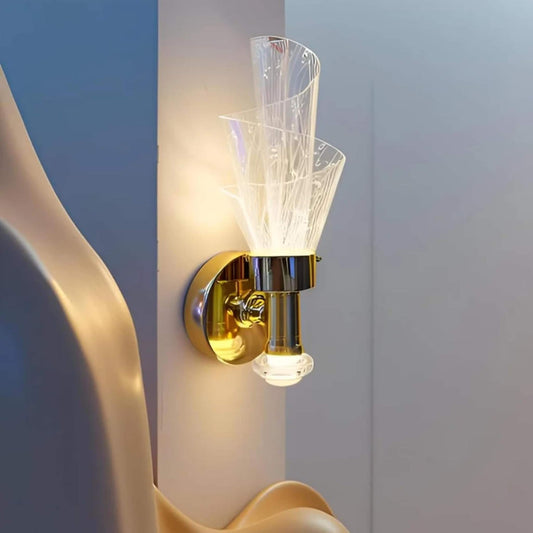 Modern Crystal Wall Light | LED Decorative Wall Sconce Lamp | Luxury Golden Finish Indoor Lighting Fixture for Living Room, Bedroom, Hallway