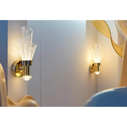 Modern Crystal Wall Light | LED Decorative Wall Sconce Lamp | Luxury Golden Finish Indoor Lighting Fixture for Living Room, Bedroom, Hallway