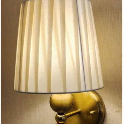 Luxury Gold Wall Sconce Lamp with Fabric Shade | Decorative Wall Light Fixture for Bedroom, Living Room, Bedside & Hallway