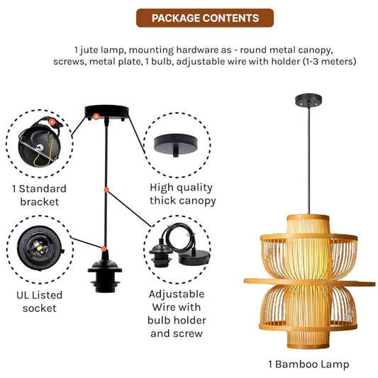 Modern Layered Pendant Light with Metal Cage Design | Decorative Hanging Ceiling Lamp for Living Room, Dining Area & Bedroom | Warm Ambient Lighting Fixture