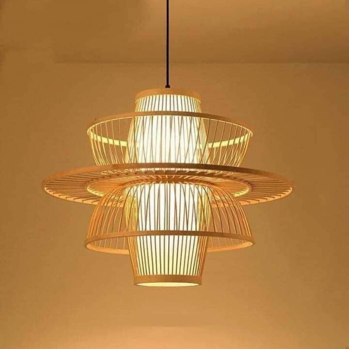 Modern Layered Pendant Light with Metal Cage Design | Decorative Hanging Ceiling Lamp for Living Room, Dining Area & Bedroom | Warm Ambient Lighting Fixture
