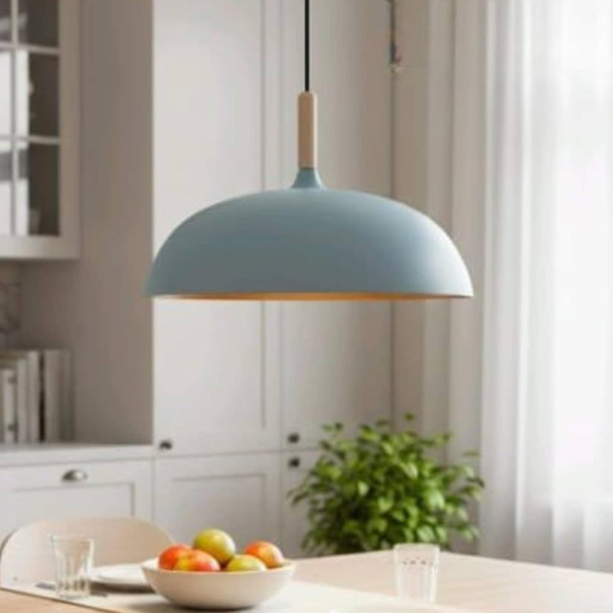 Modern Nordic Pendant Light Hanging Lamp | Minimalist Dome Ceiling Light Fixture | Metal Shade LED Pendant for Kitchen, Dining Room, Living Room, Café & Bar