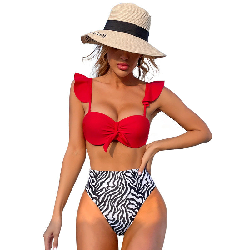 2022 New European And American Bikini Swimwear Women's Swimwear Bikini Printed High Waist Swimwear