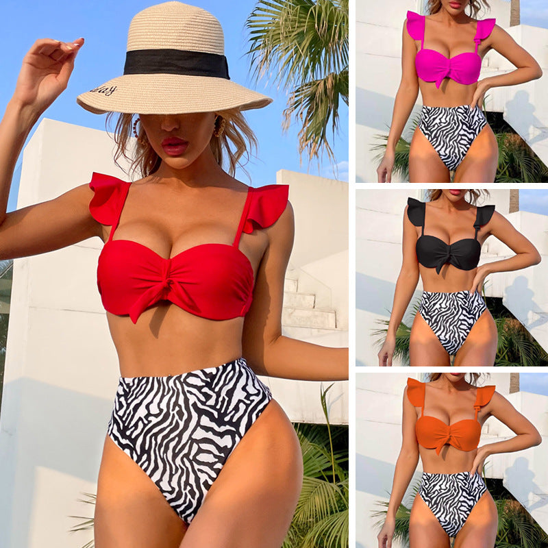 2022 New European And American Bikini Swimwear Women's Swimwear Bikini Printed High Waist Swimwear