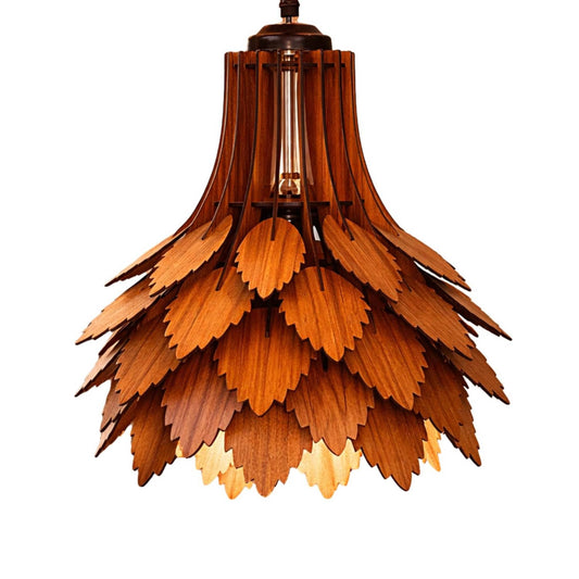 Wooden Leaf Pendant Light | Decorative Hanging Ceiling Lamp for Living Room, Bedroom, Dining Area & Café