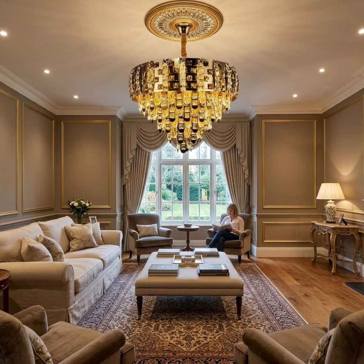 Luxury Golden Crystal Wall Light | Modern Decorative Wall Sconce | Premium K9 Crystal Chandelier Lamp for Living Room, Bedroom & Hallway (Premium K9 Crystal Chandelier Lamp)
