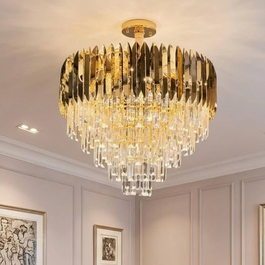 Luxury Golden Crystal Wall Light | Modern Decorative Wall Sconce | Chandelier Lamp for Living Room, Bedroom & Hallway (Premium Gold Finish)
