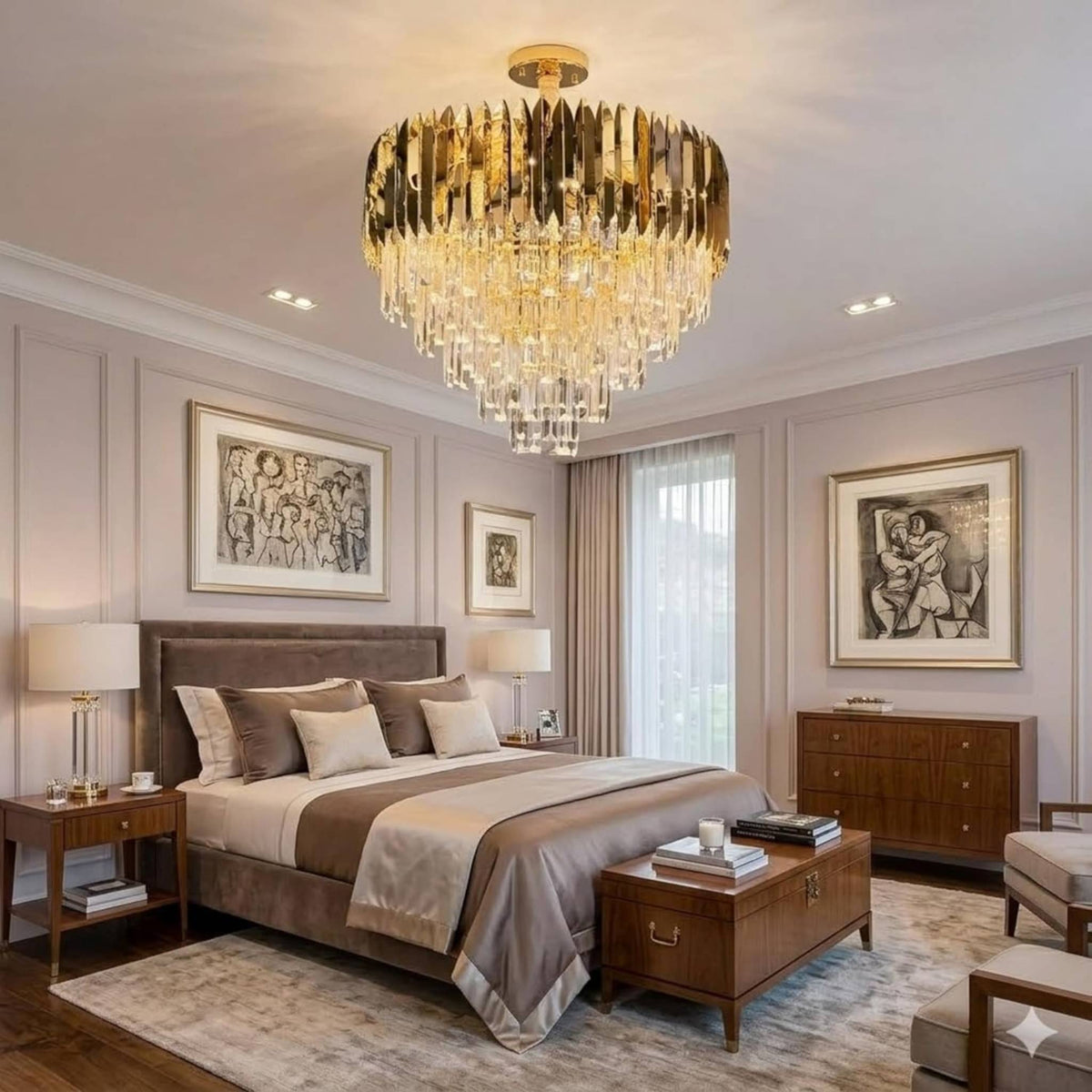 Luxury Golden Crystal Wall Light | Modern Decorative Wall Sconce | Chandelier Lamp for Living Room, Bedroom & Hallway (Premium Gold Finish)
