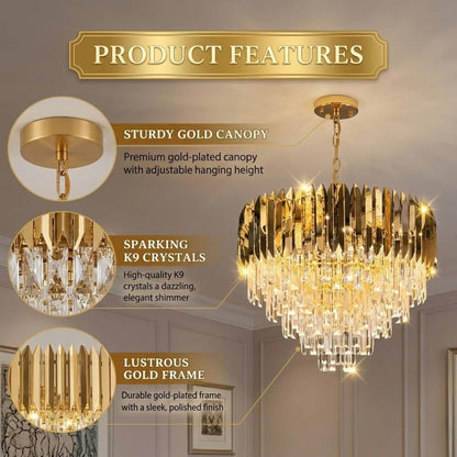 Luxury Golden Crystal Wall Light | Modern Decorative Wall Sconce | Chandelier Lamp for Living Room, Bedroom & Hallway (Premium Gold Finish)