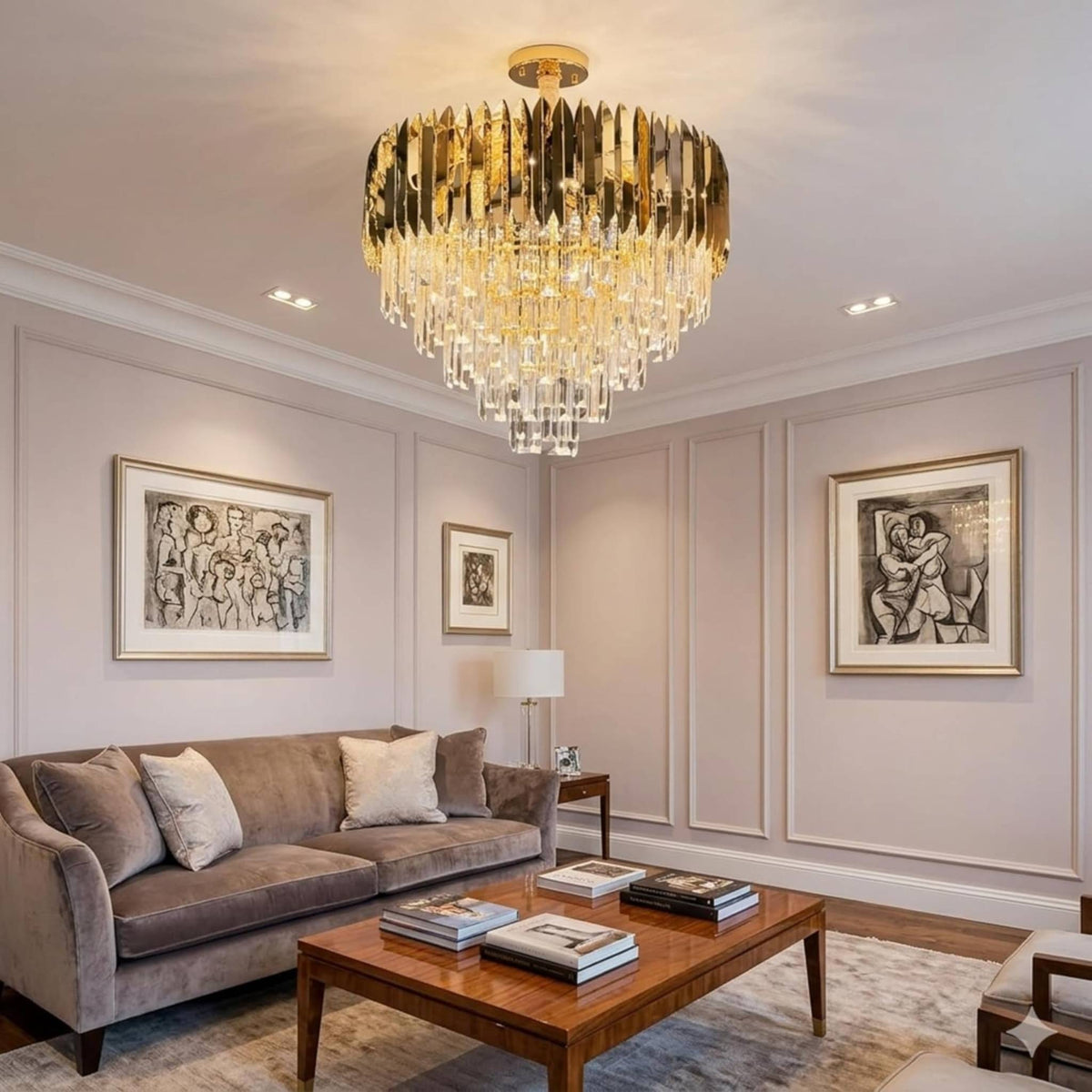 Luxury Golden Crystal Wall Light | Modern Decorative Wall Sconce | Chandelier Lamp for Living Room, Bedroom & Hallway (Premium Gold Finish)