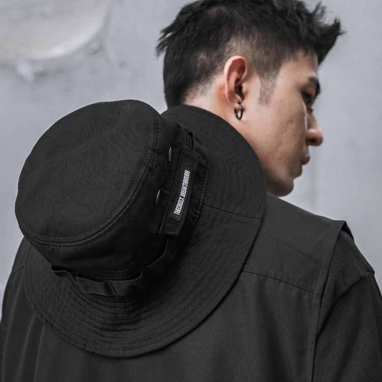 Men's  Outdoor Functional Hat Shade Sunscreen Casual Hong Kong Style Amei Khaki