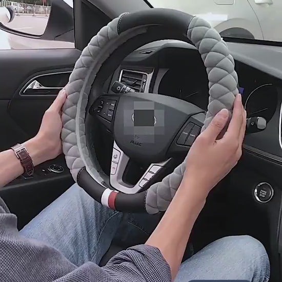 Car plush steering wheel cover
