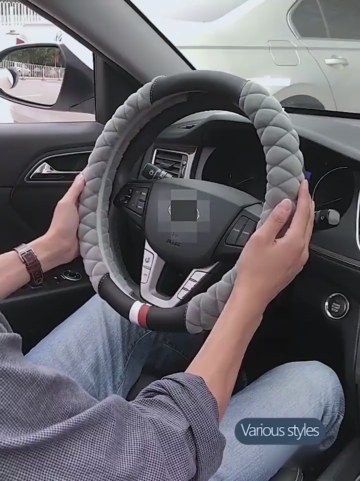 Car plush steering wheel cover